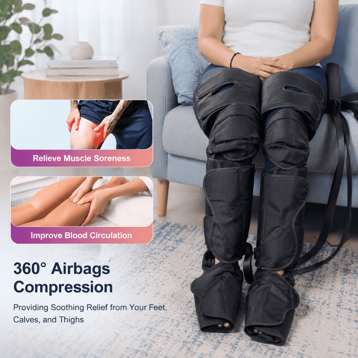 Leg Massager Machine for Calf Pain, Varicose Veins and Lymphedema Relief - AyuPragya Full Air Compression Leg Recovery AYP 800