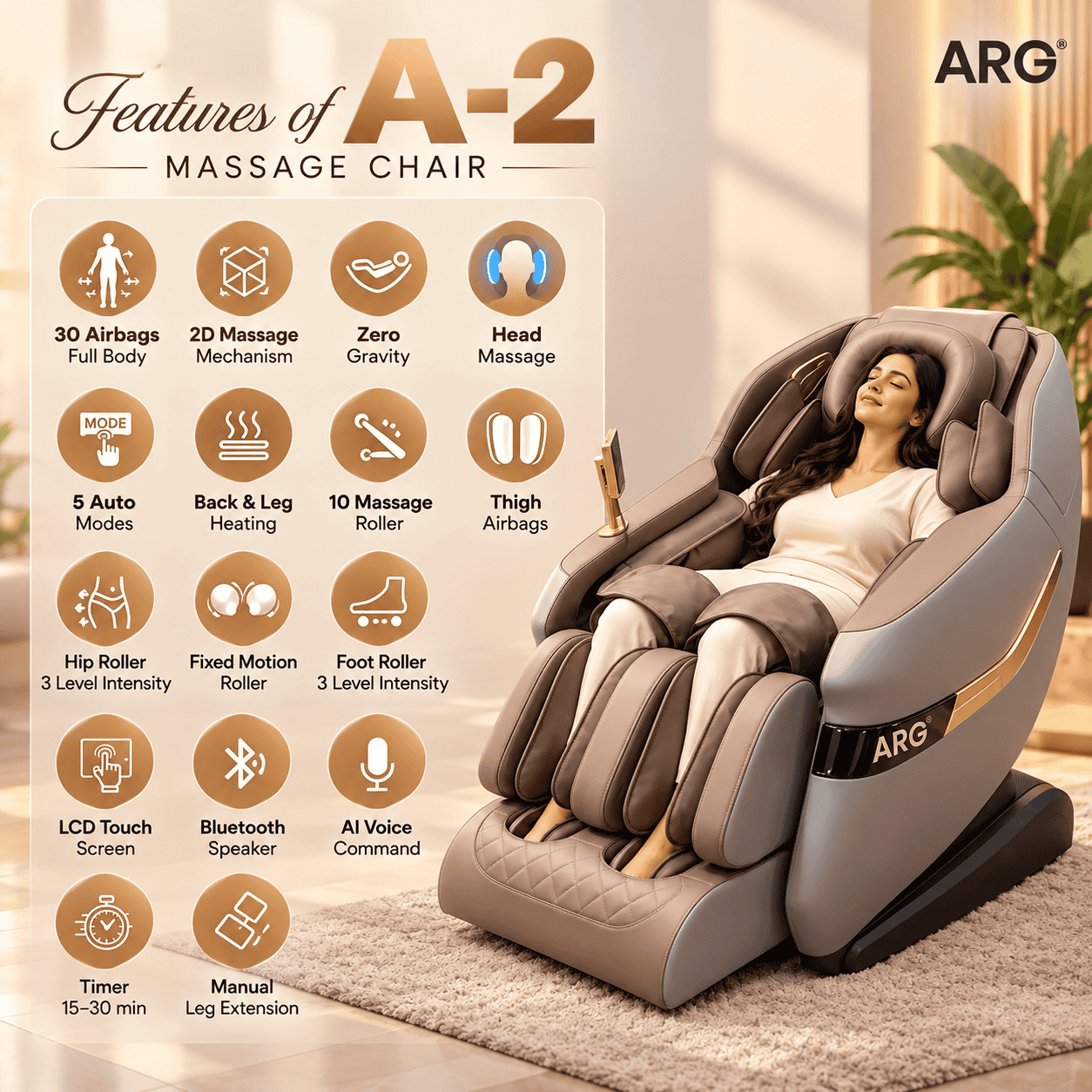 ARG A2 PLUS Massage Chair – Full Body Massage & Relaxation - View 2