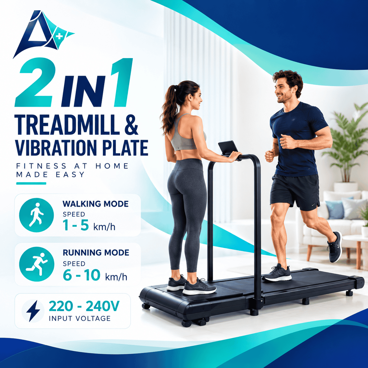 Foldable Treadmill + Power Plate - View 2